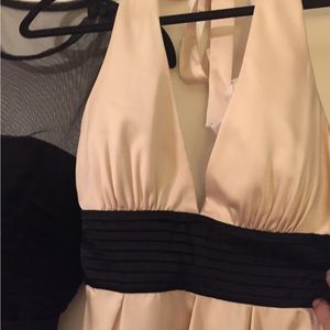 Silk Halter Dress Size 4 Color Cream & Black